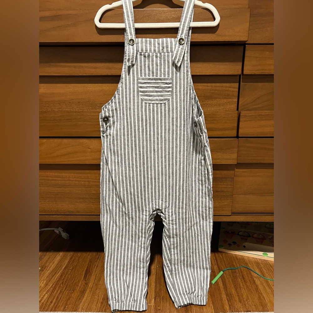 Rylee + Cru Striped Gray  Overalls